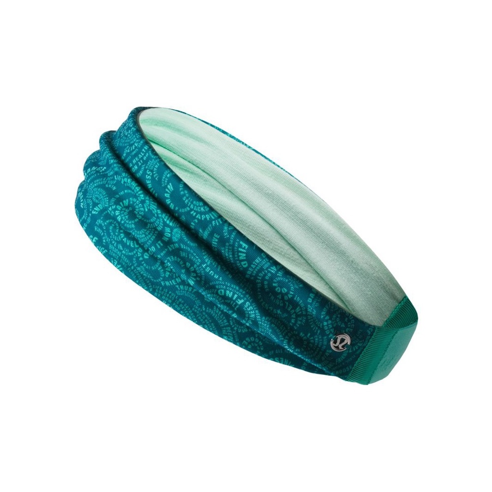 Lululemon Fringe Fighter Headband Foli Manifesto Bali Breeze Torino Teal